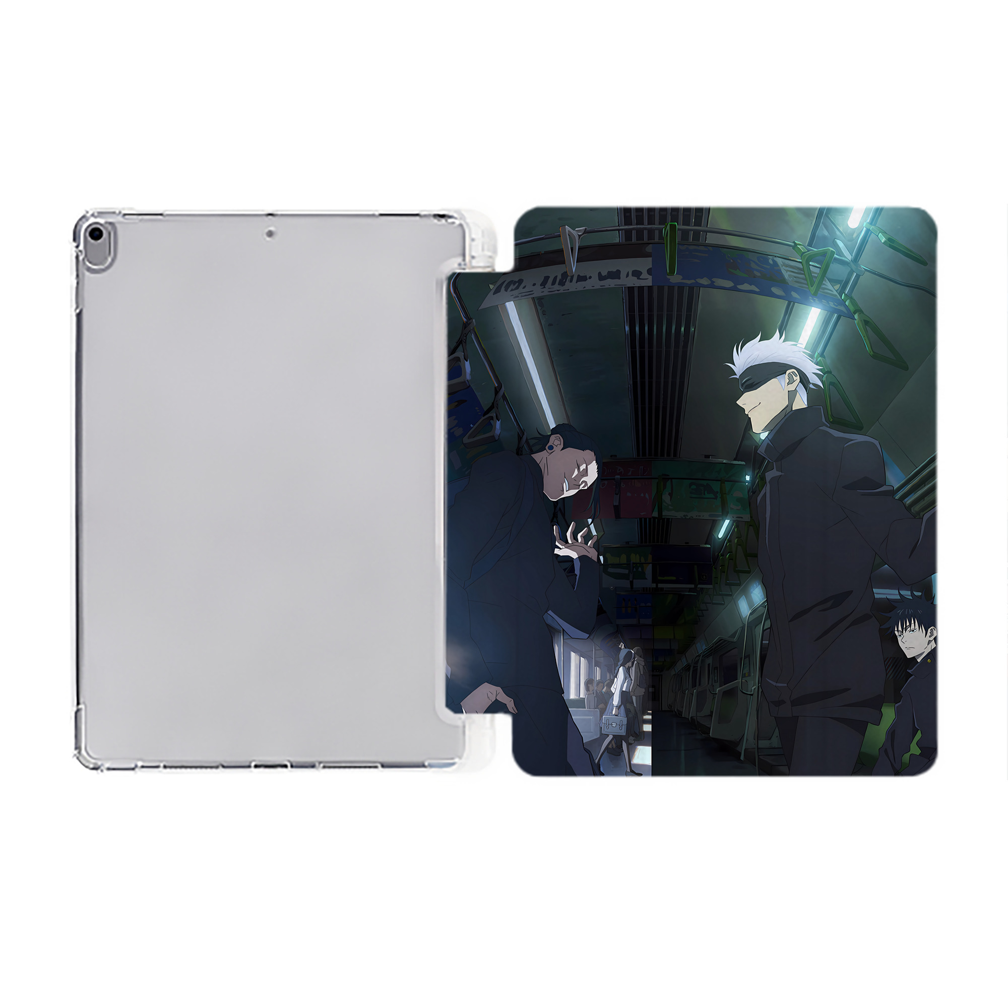（画像用） 呪術廻戦 Jujutsu Kaisen IPad ケース ペン収納付き 三つ折りスタンド PUレザー×シリコン 対応機種9.5/10.5/10.9インチ